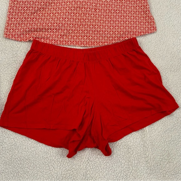 Cacique PJ Pajama Set Cami Top And Short Size 14/16 Red White 100% Cotton Knit - Picture 3 of 15